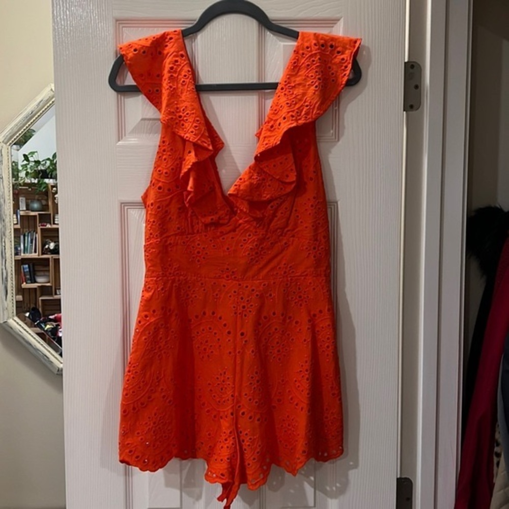 Orange Lace Romper
